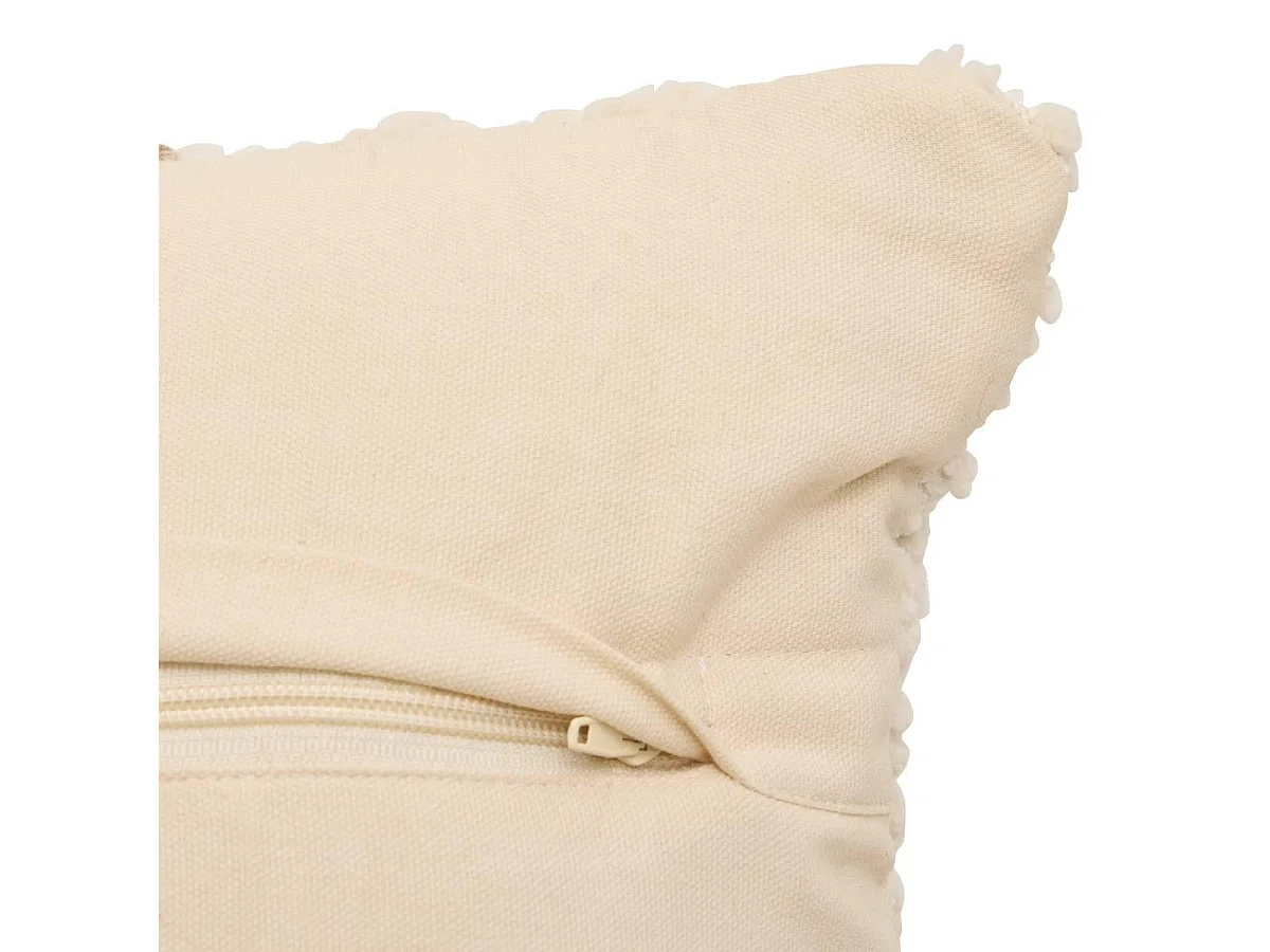 Coussin Déco Laine Chenille "Ameya" 45x45cm Beige Lin