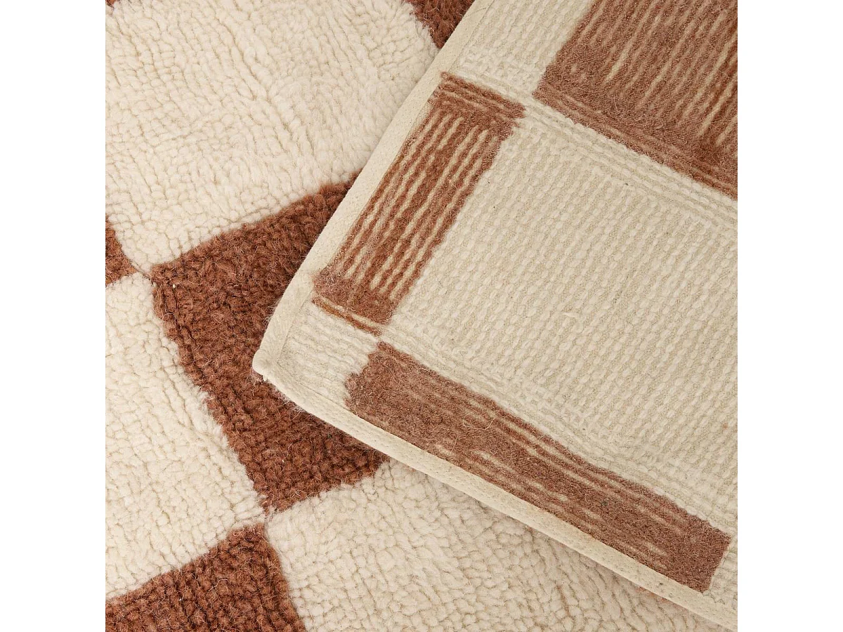 Tapis Damier en Laine "Homy" 160x230cm Marron