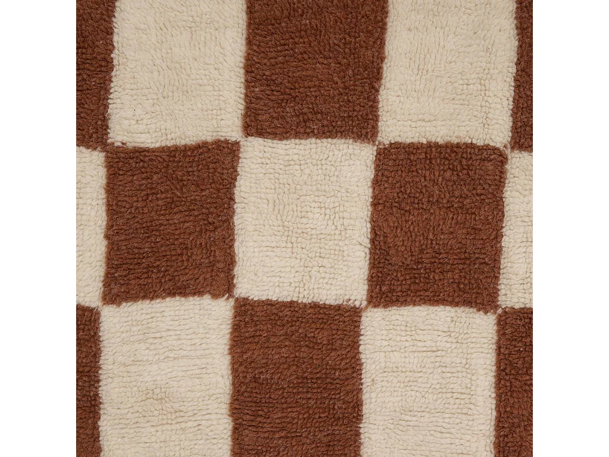Tapis Damier en Laine "Homy" 160x230cm Marron