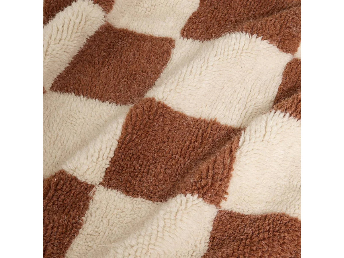 Tapis Damier en Laine "Homy" 160x230cm Marron