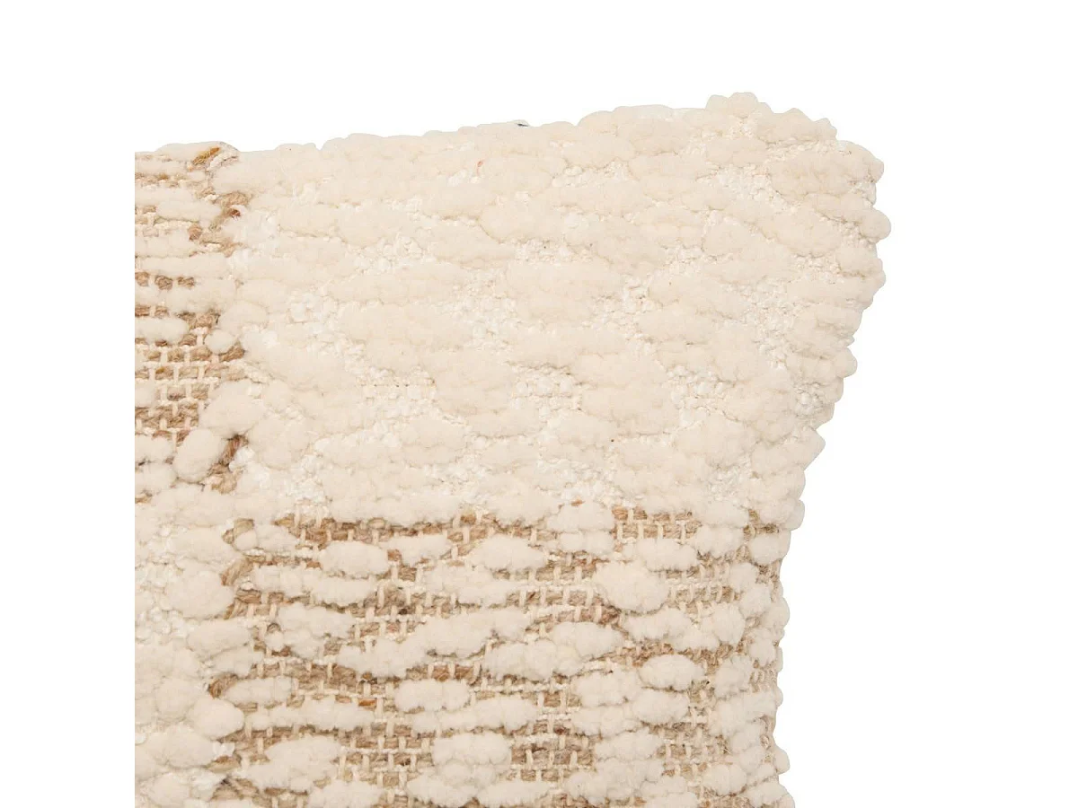 Coussin Déco Laine Chenille "Ameya" 38x58cm Beige Lin