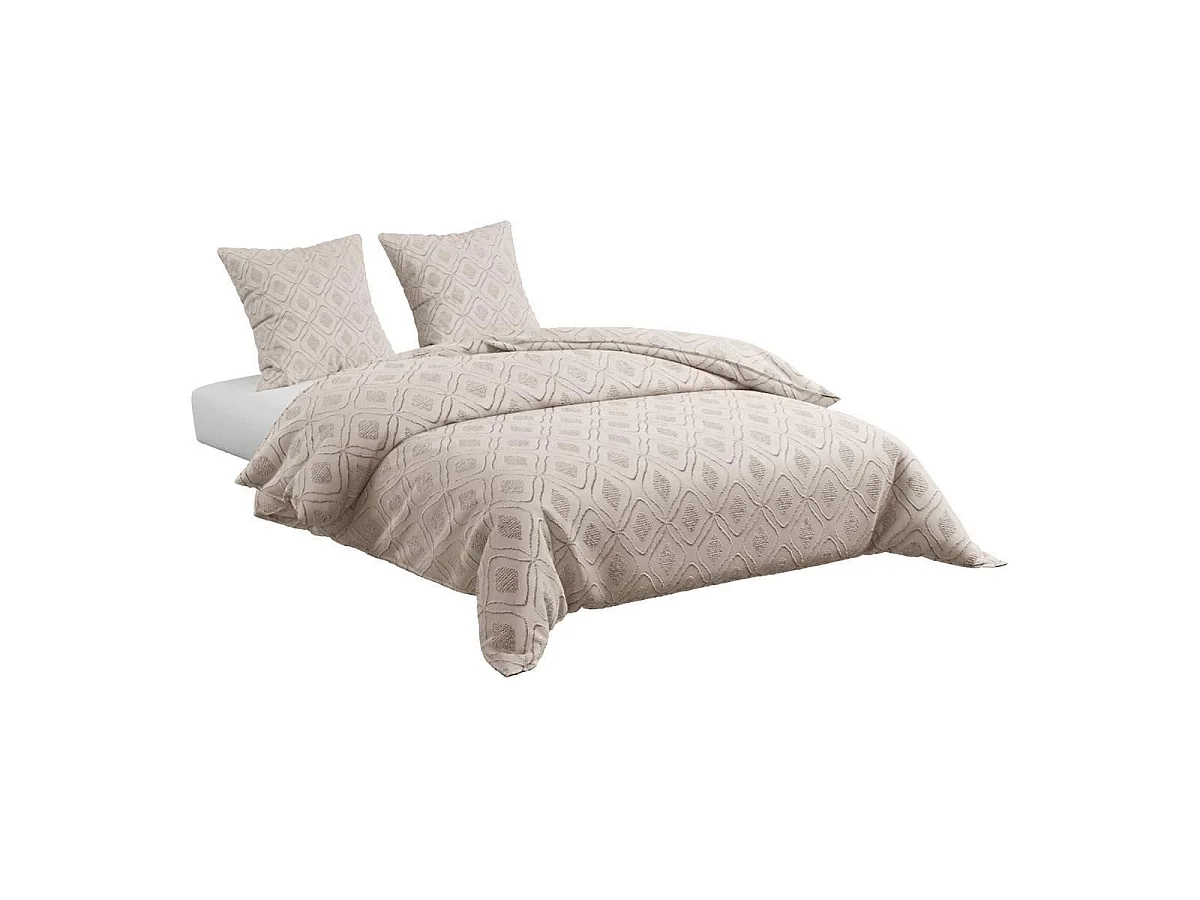 Parure de Lit 3 Pièces "Amy" 240x220cm Beige Lin