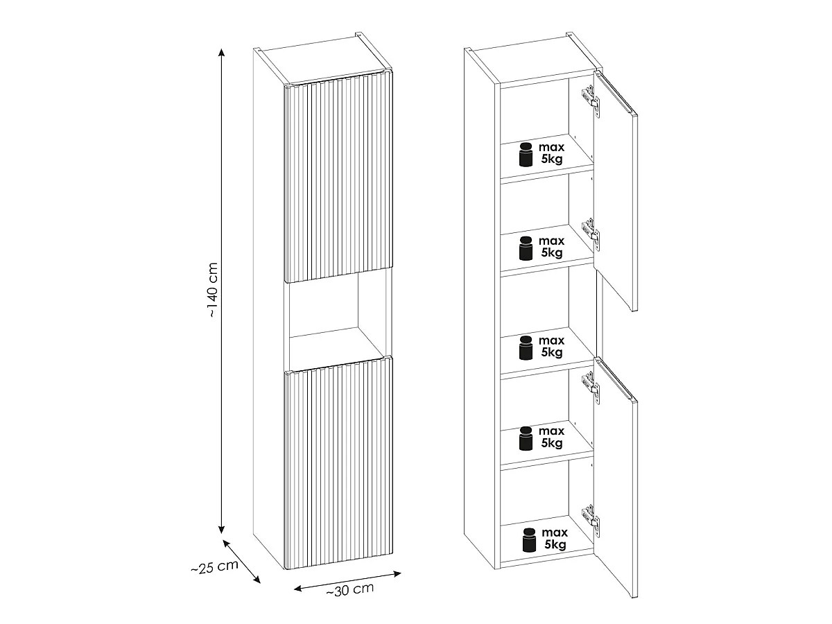 Riva-wandkast met 2 deuren, hout