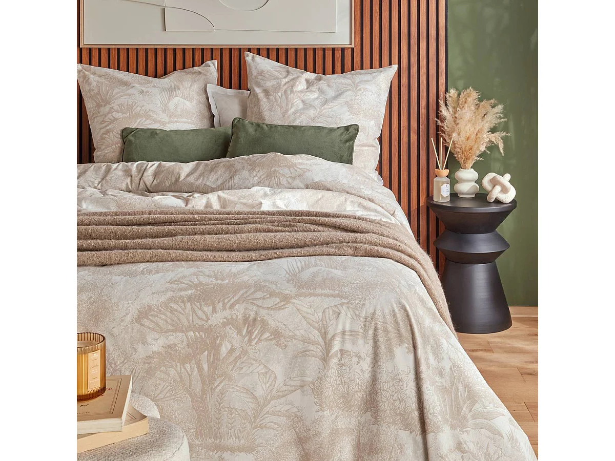 Parure de Lit 3 Pièces "Jouy" 240x220cm Beige Lin