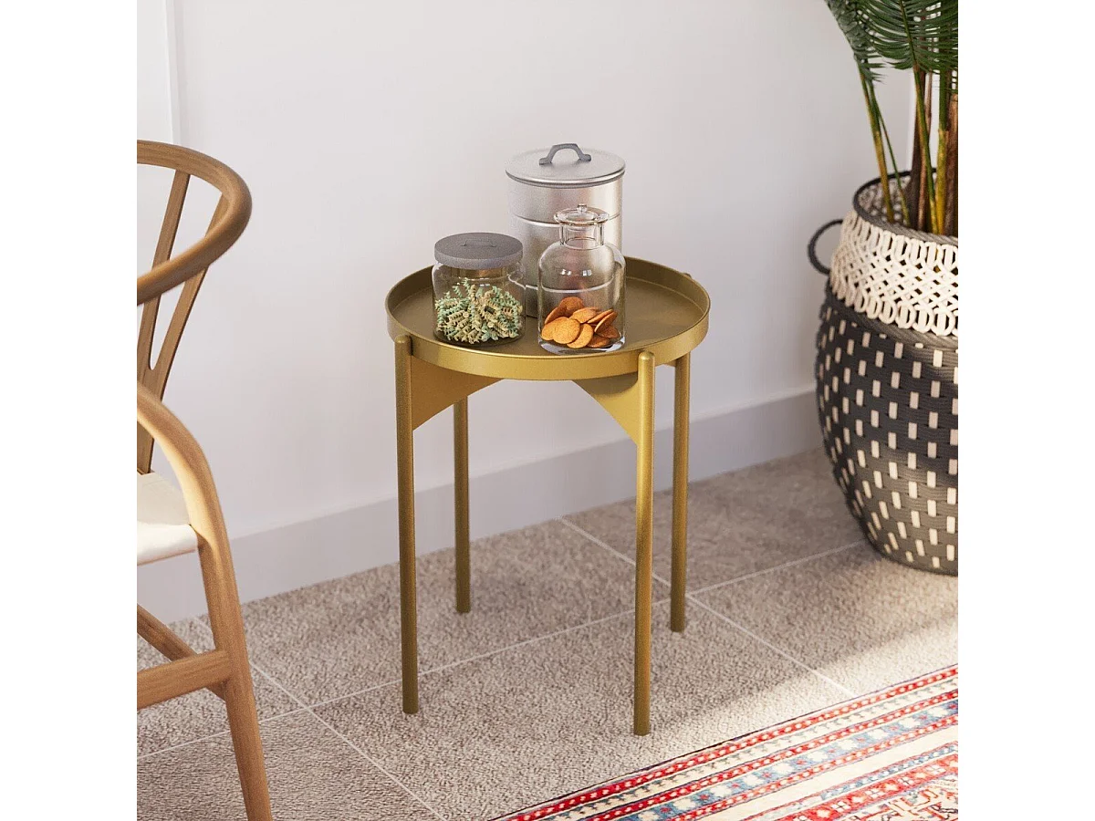 Bijzettafel met rond metalen blad H57 cm - COLE