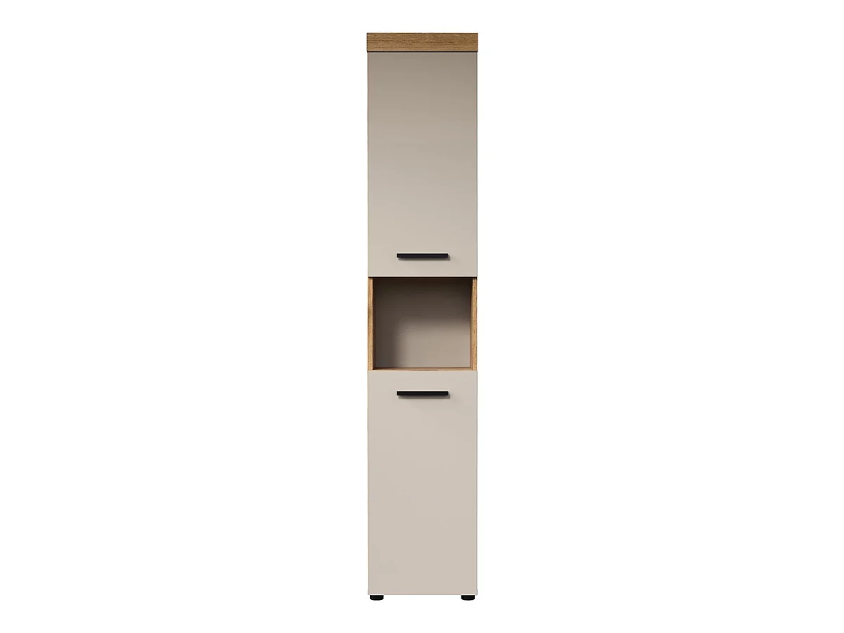 Badezimmerschrank, 2 Türen, Eichendekor und Kaschmir H 184 cm - MINA