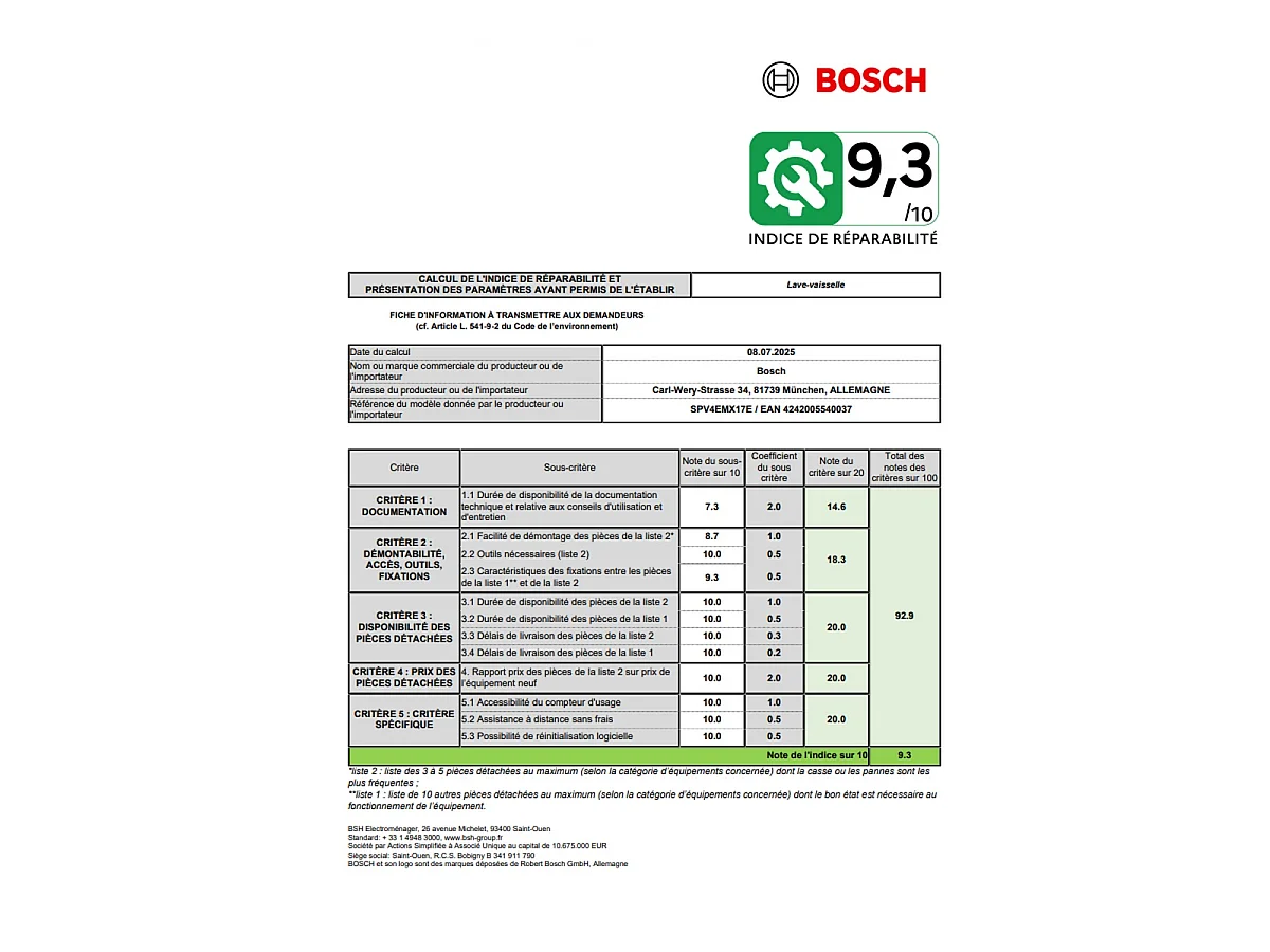 Bosch Lave-vaisselle 45cm 10 couverts 44db tout intégrable - SPV4EMX17E