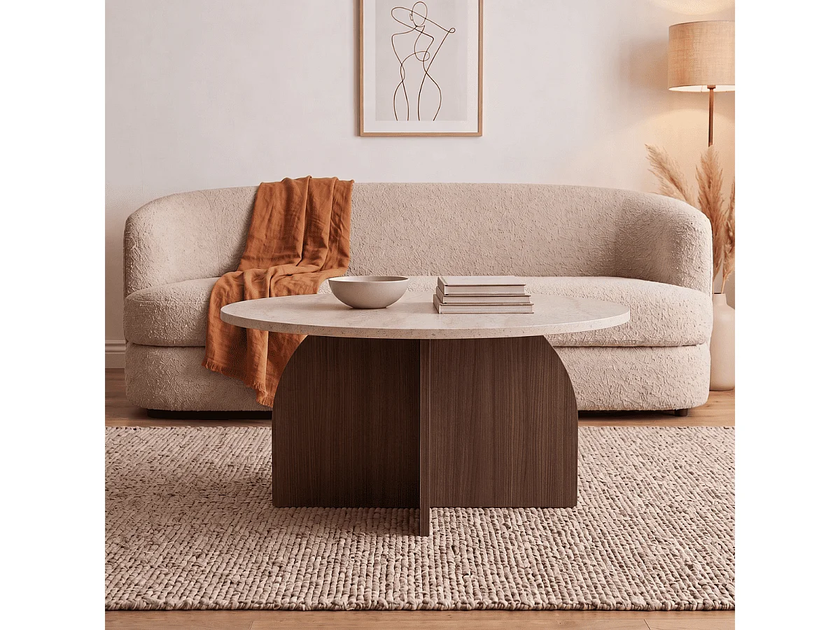 Table basse avec plateau rond D80 cm - CLOVER