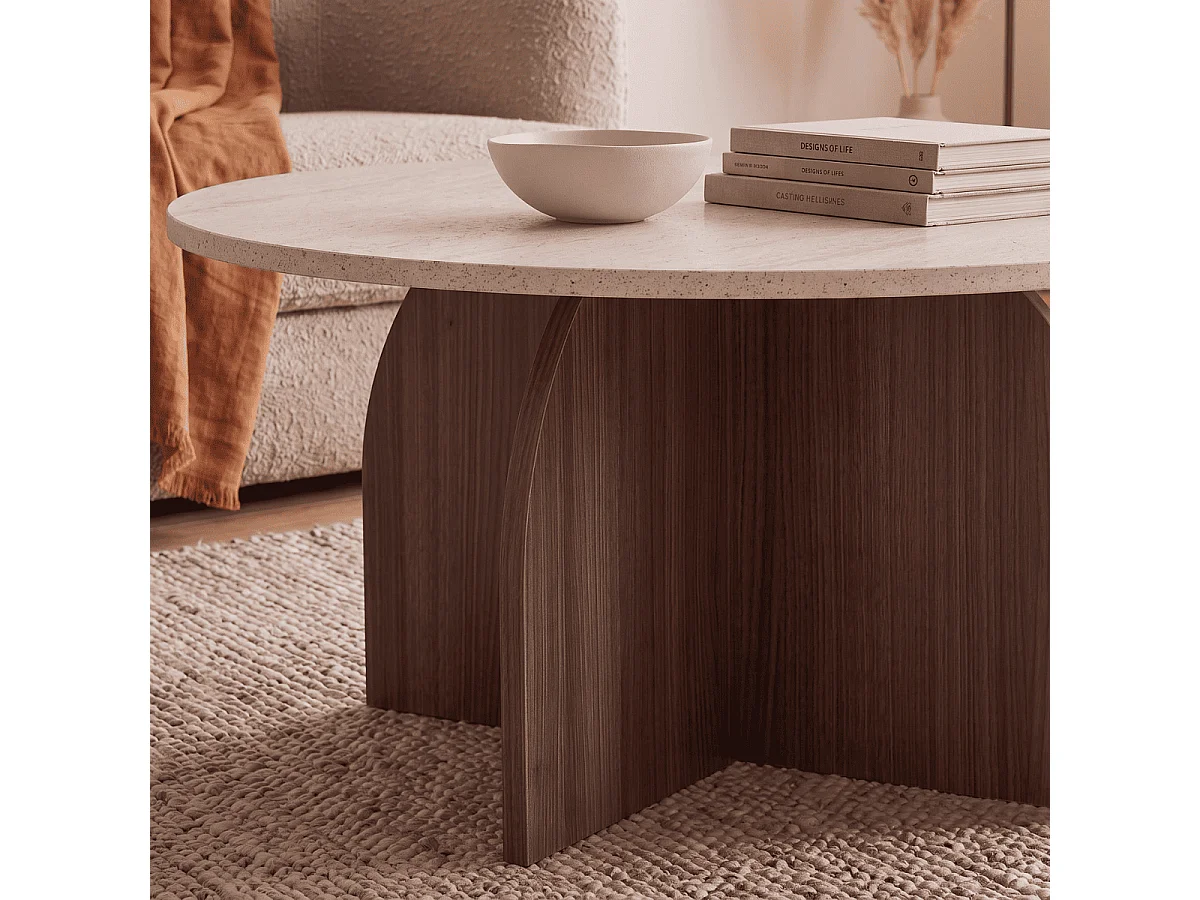 Table basse avec plateau rond D80 cm - CLOVER