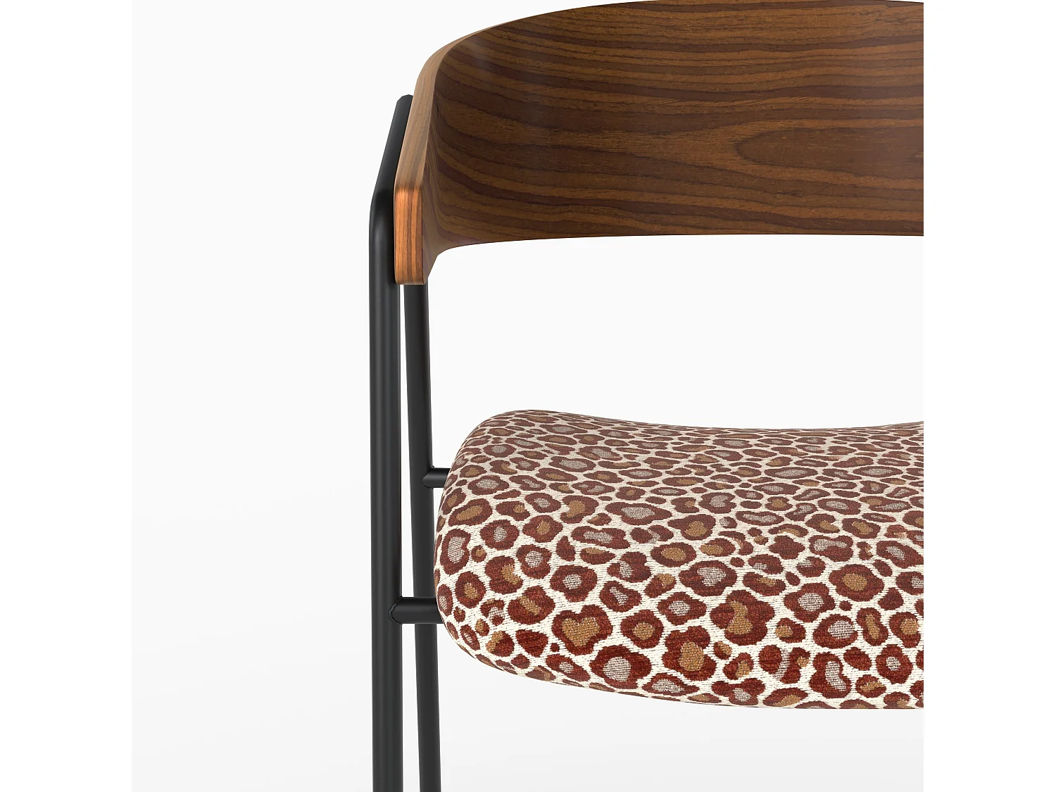Lot de 2 chaises en tissu léopard bordeaux et bois de noyer - Esmée