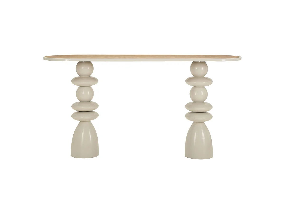 Console Totem en Métal "Pila" 150cm Crème