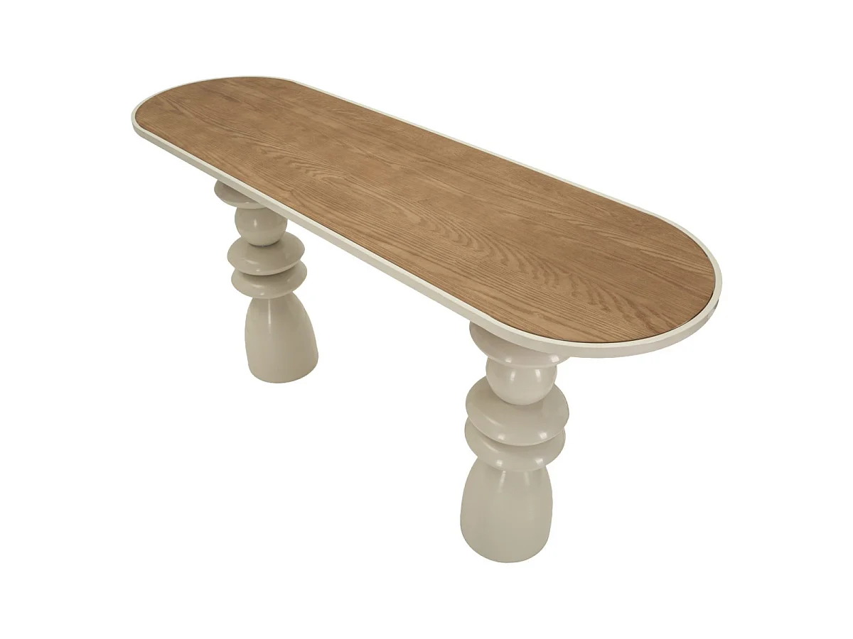 Console Totem en Métal "Pila" 150cm Crème