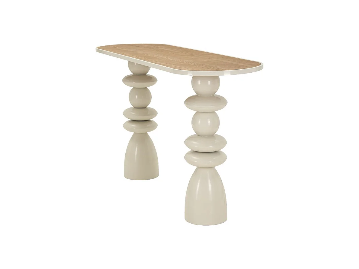Console Totem en Métal "Pila" 150cm Crème