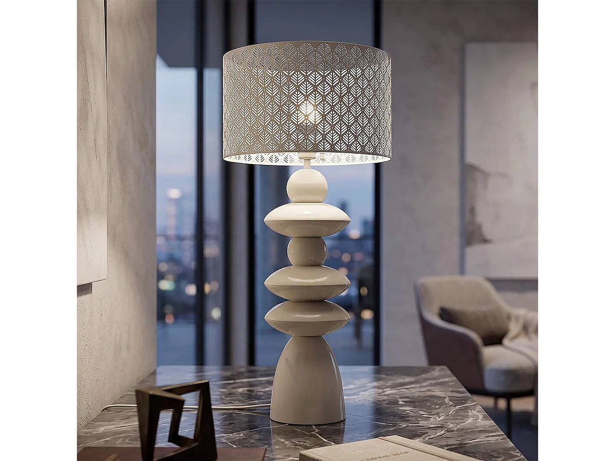Lampe à Poser Totem en Métal "Pila" 71cm Crème