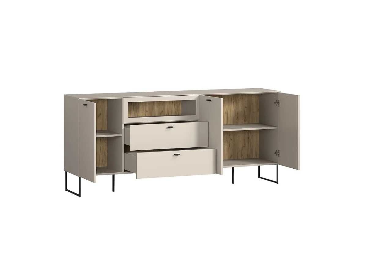 Buffet 3 portes, 2 tiroirs et 1 niche ouverte L191 cm - VELA