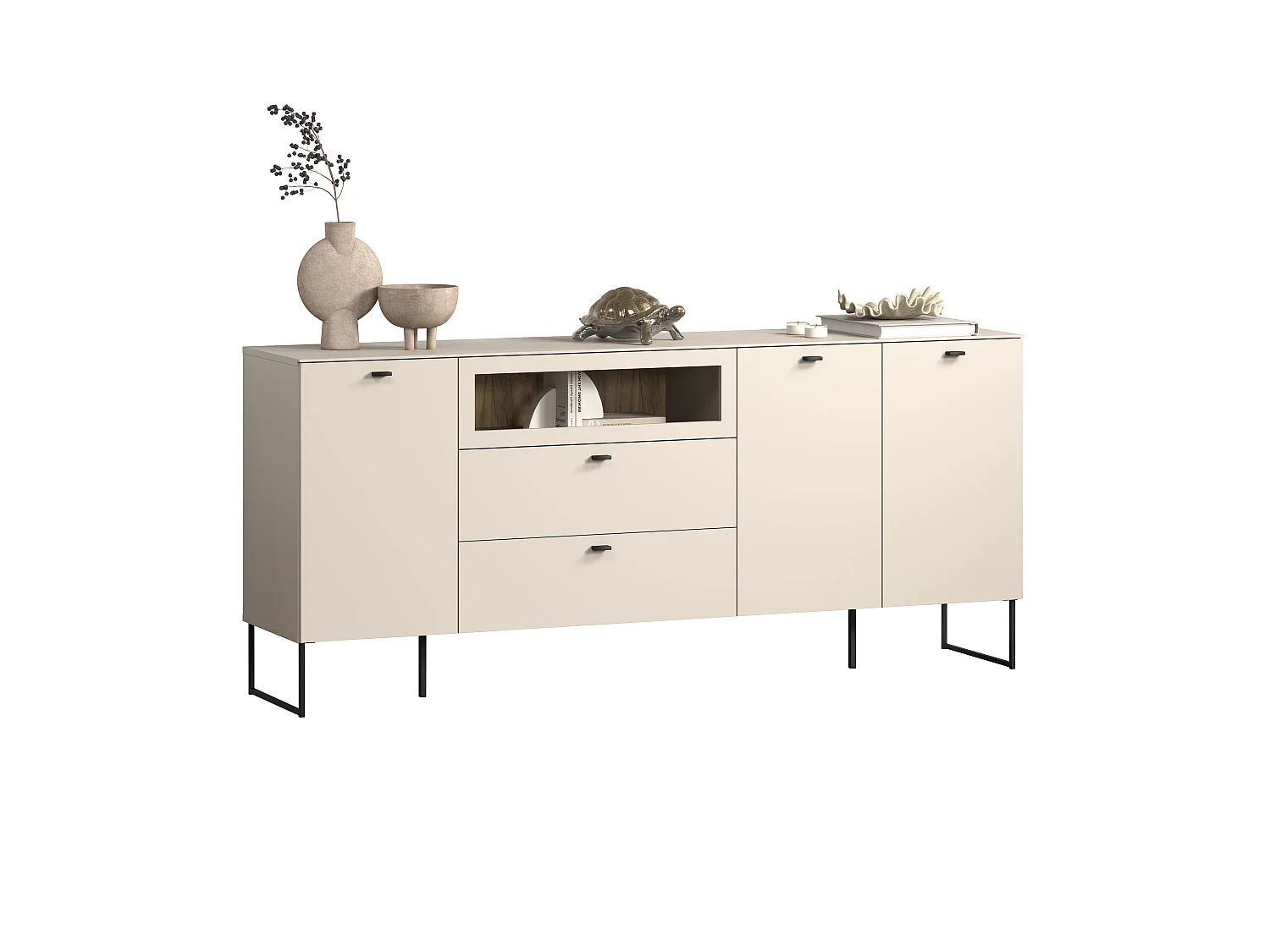 Buffet 3 portes, 2 tiroirs et 1 niche ouverte L191 cm - VELA