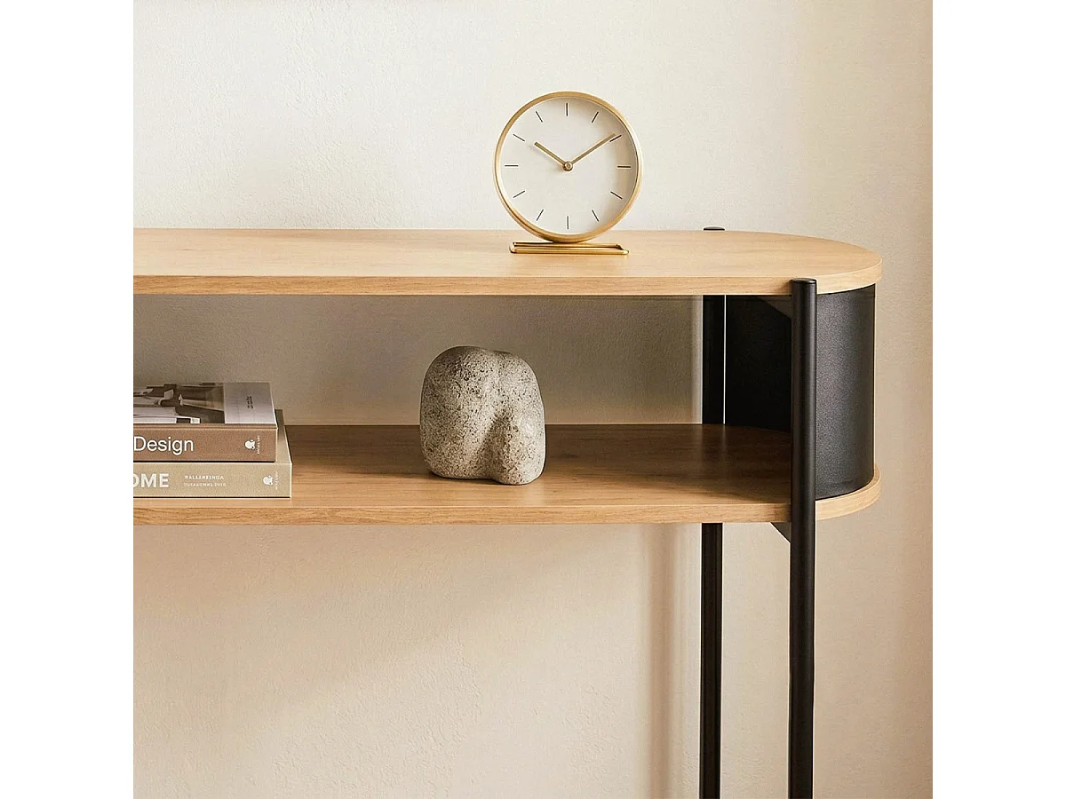 Console 3 niveaux avec flancs en métal noir L100 cm - EKLO
