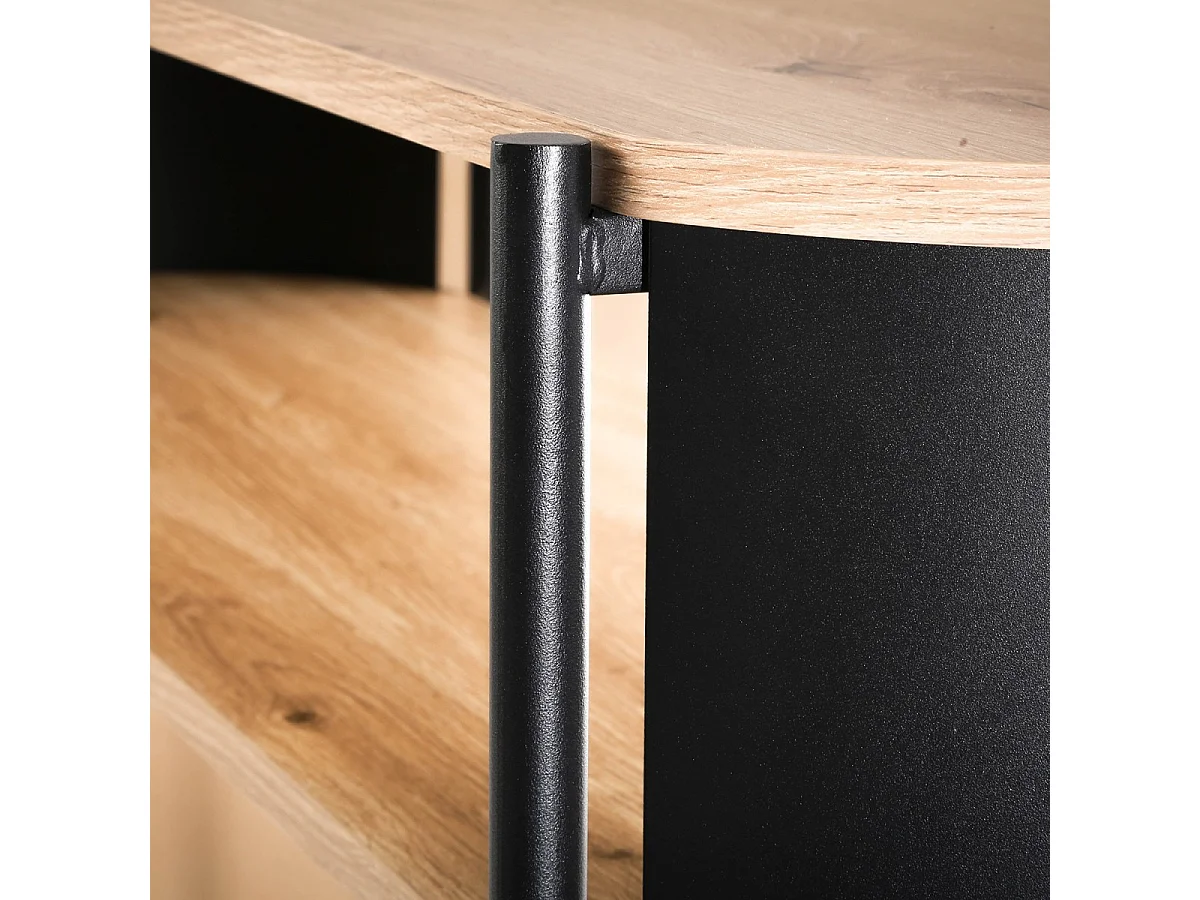 Console 3 niveaux avec flancs en métal noir L100 cm - EKLO