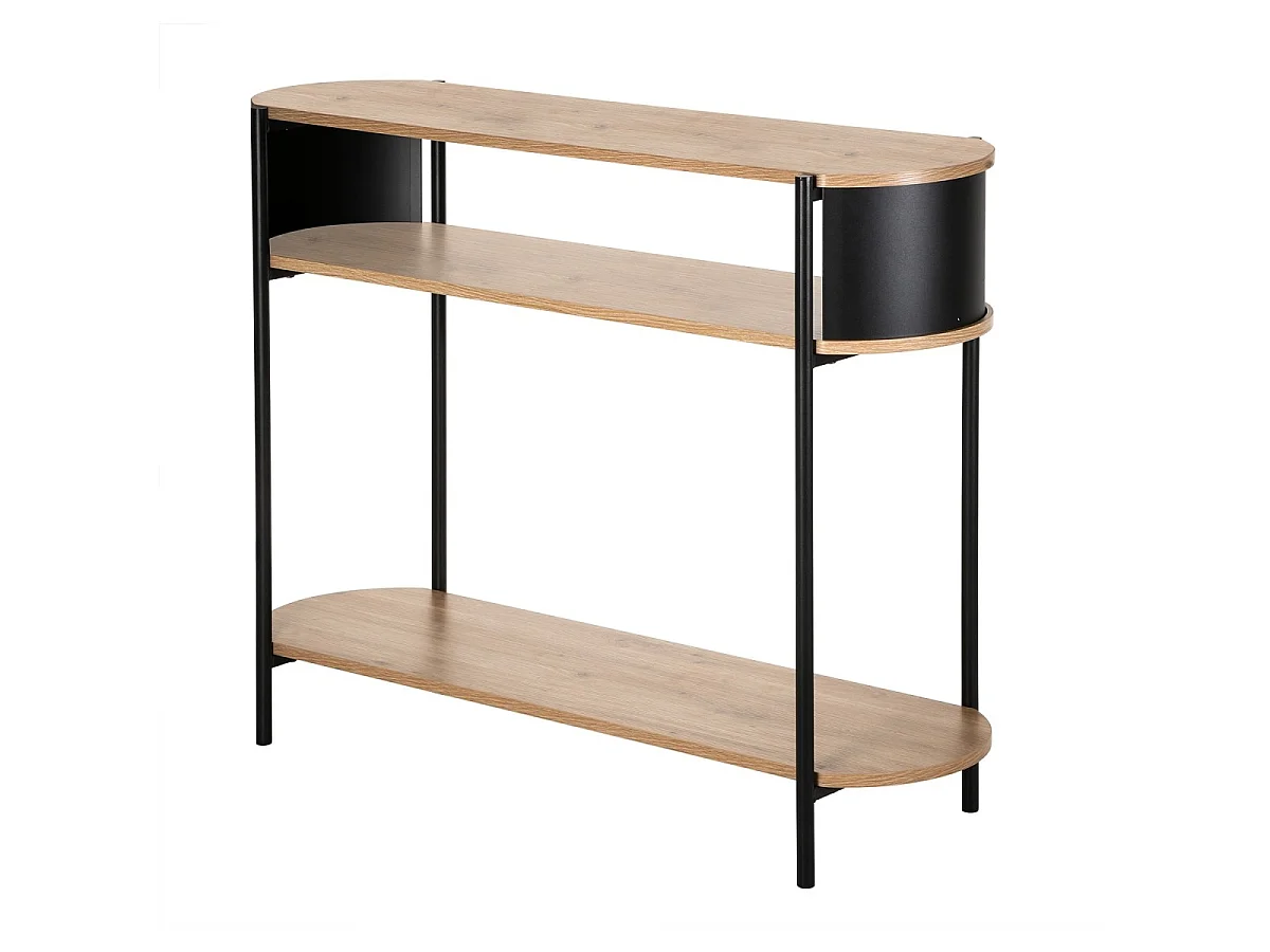 Console 3 niveaux avec flancs en métal noir L100 cm - EKLO