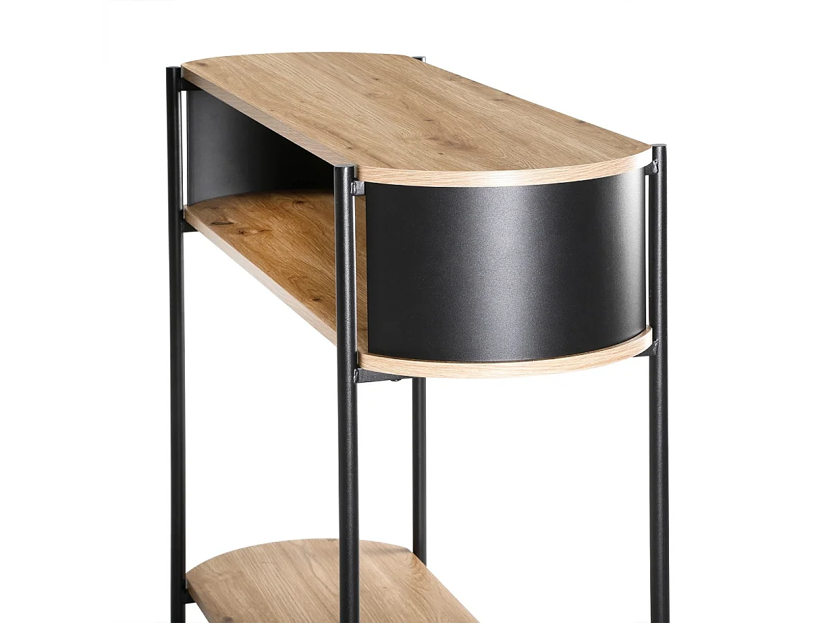 Console 3 niveaux avec flancs en métal noir L100 cm - EKLO