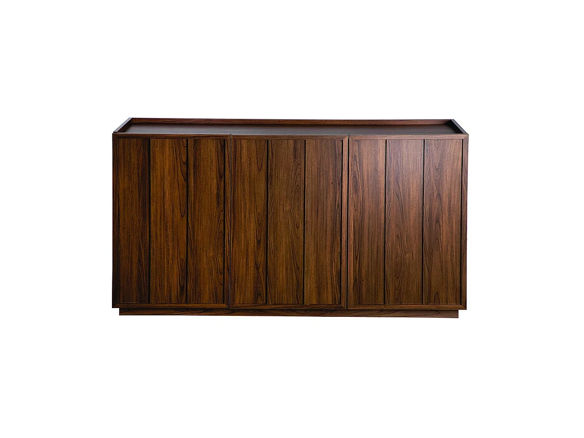 Buffet 3 portes effet noyer avec rebord L140 cm - ABEL