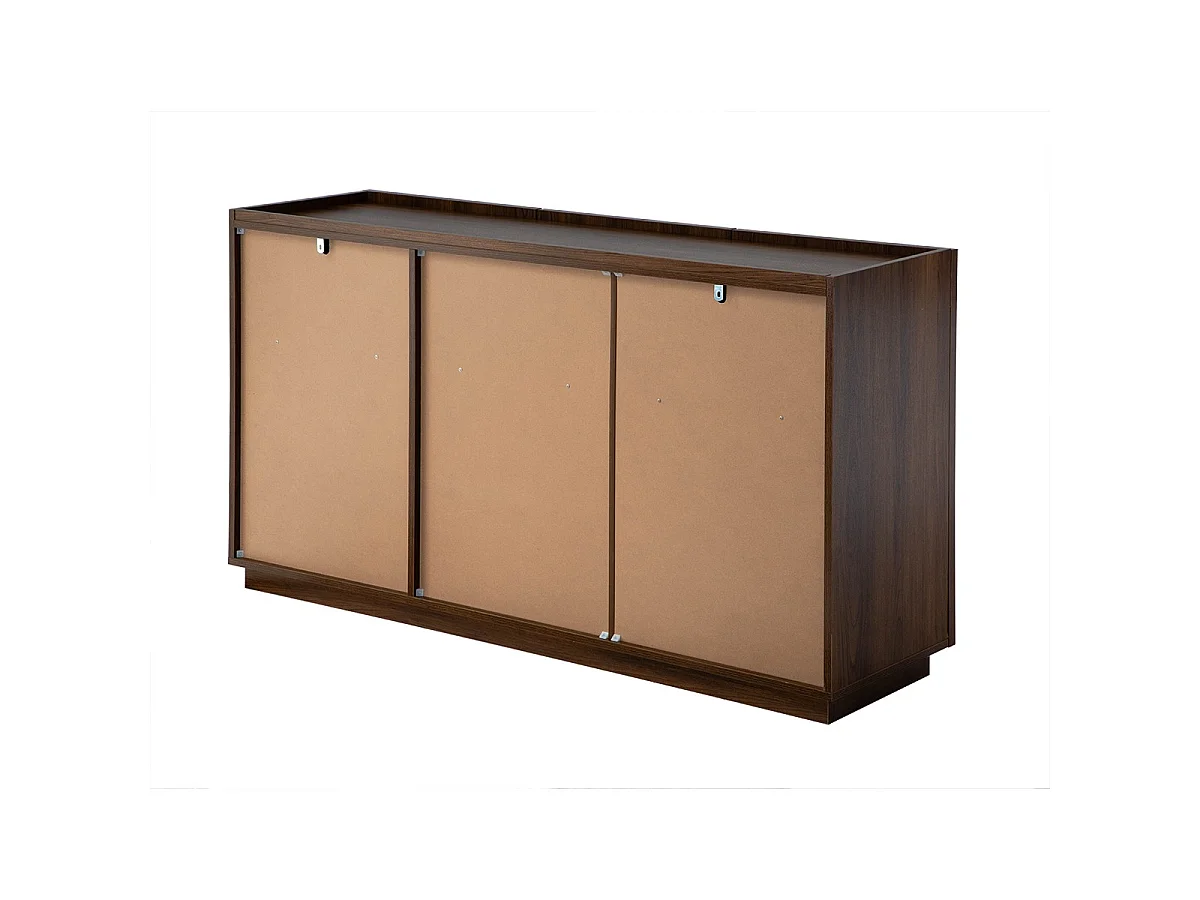 Buffet 3 portes effet noyer avec rebord L140 cm - ABEL
