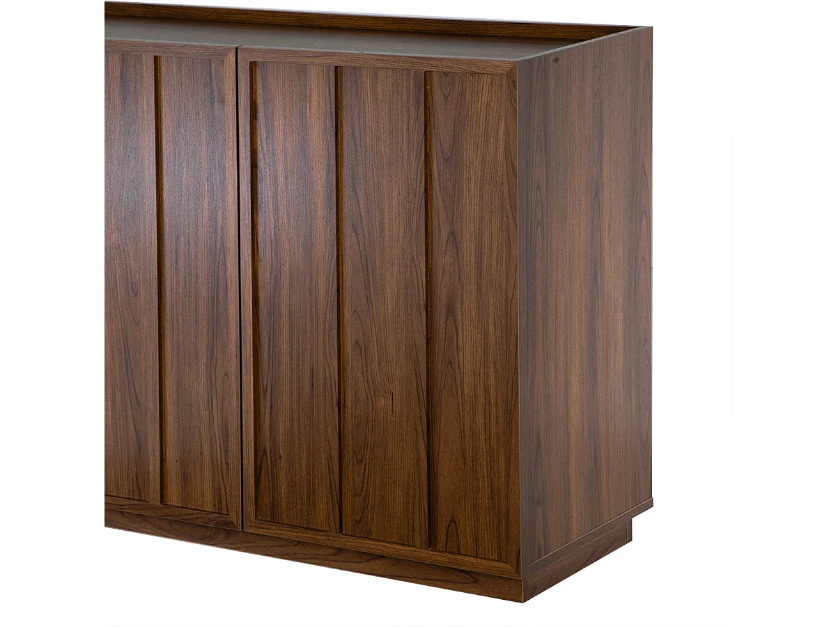 Buffet 3 portes effet noyer avec rebord L140 cm - ABEL