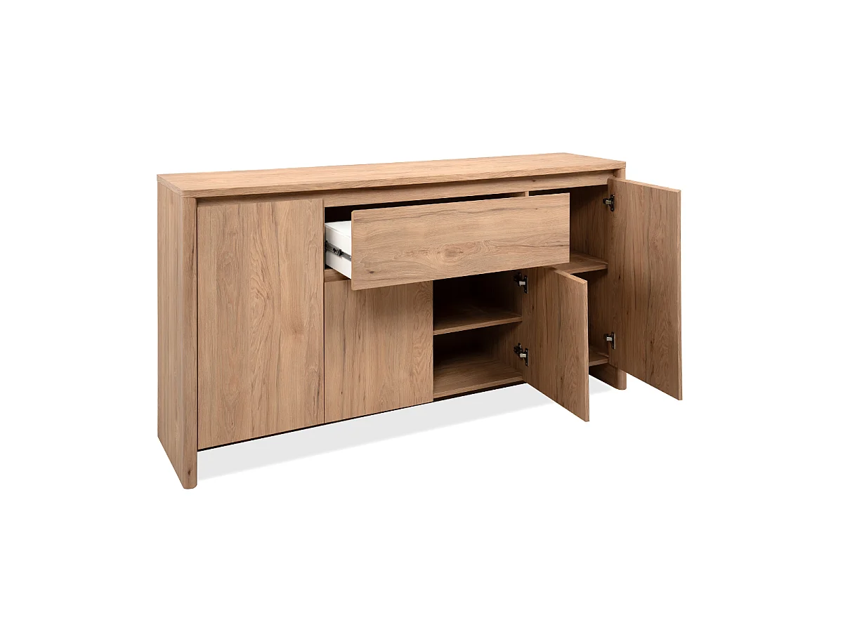 Dressoir 4 deuren 1 lade houtlook L165 cm - SOREN