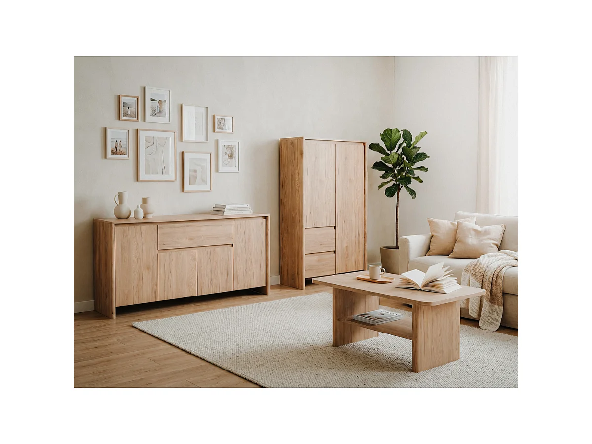 Dressoir 4 deuren 1 lade houtlook L165 cm - SOREN