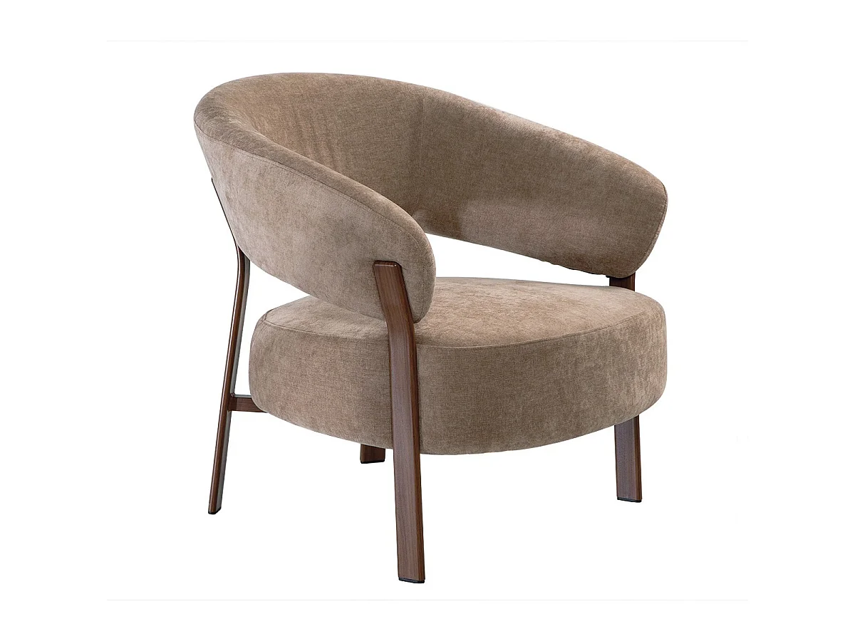 Fauteuil en tissu beige et pieds métal effet noyer L78 cm - LIV