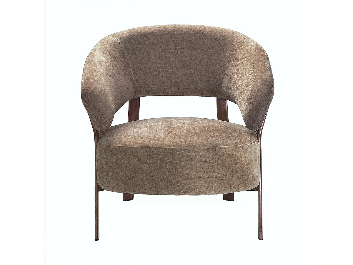 Fauteuil en tissu beige et pieds métal effet noyer L78 cm - LIV