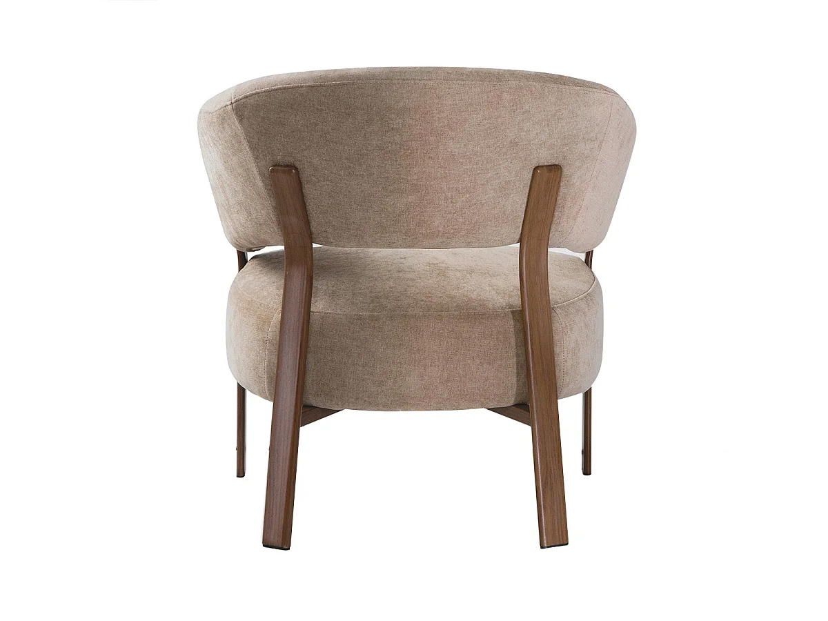 Fauteuil en tissu beige et pieds métal effet noyer L78 cm - LIV
