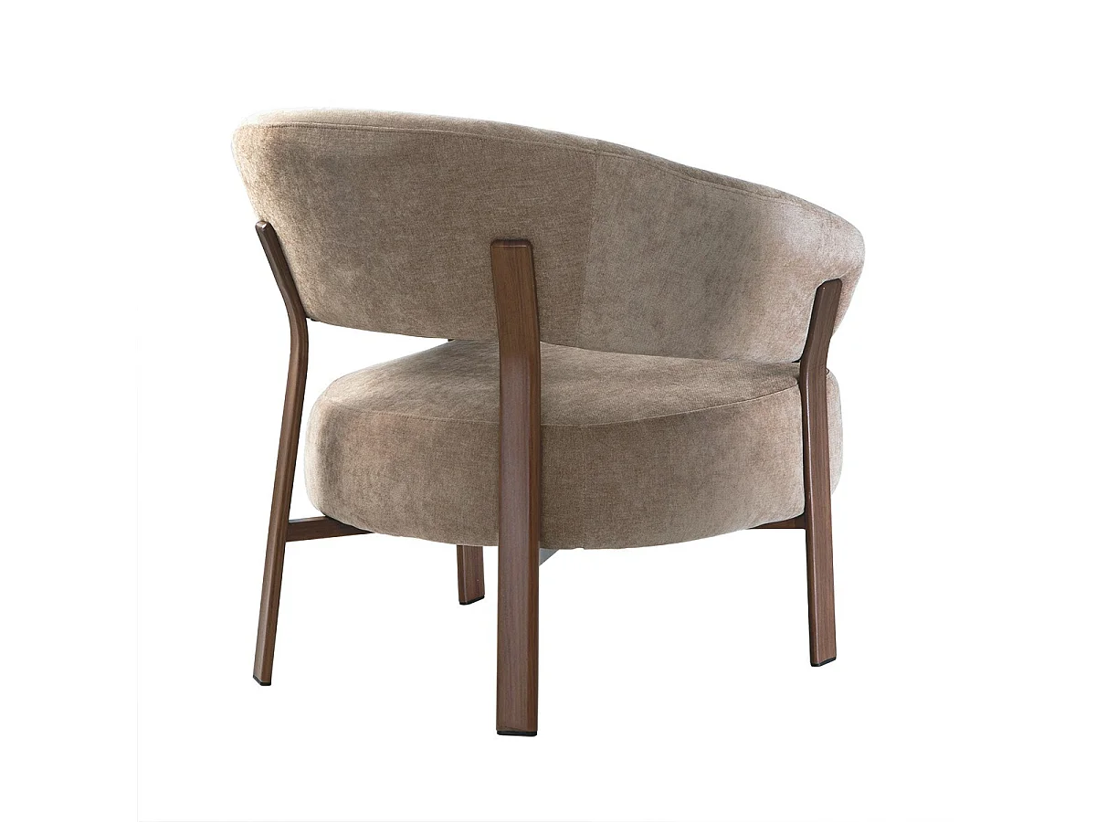 Fauteuil en tissu beige et pieds métal effet noyer L78 cm - LIV