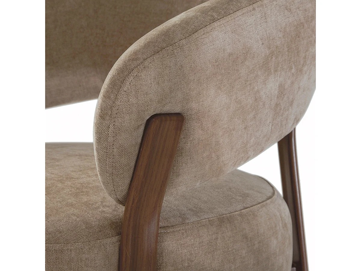 Fauteuil en tissu beige et pieds métal effet noyer L78 cm - LIV