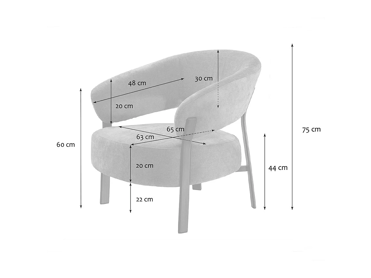 Fauteuil en tissu beige et pieds métal effet noyer L78 cm - LIV