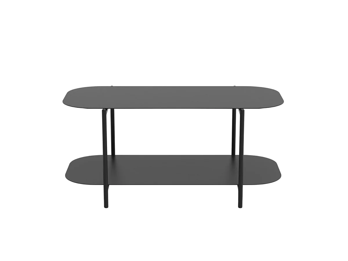Salontafel met twee niveaus in zwart metaal L100 cm - SASHA