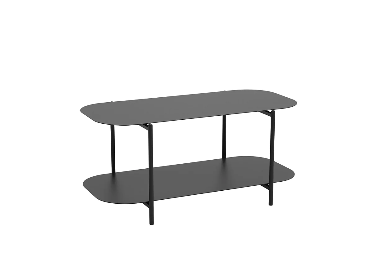 Salontafel met twee niveaus in zwart metaal L100 cm - SASHA