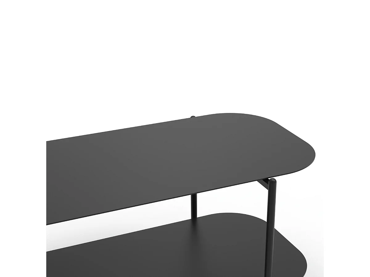 Salontafel met twee niveaus in zwart metaal L100 cm - SASHA