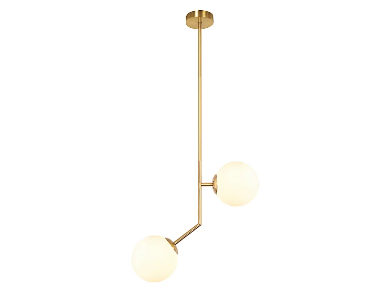 NETTLIFE Pendelleuchte Gold 2-flammig Opal G9 für Esszimmer/Küche/Wohnzimmer.