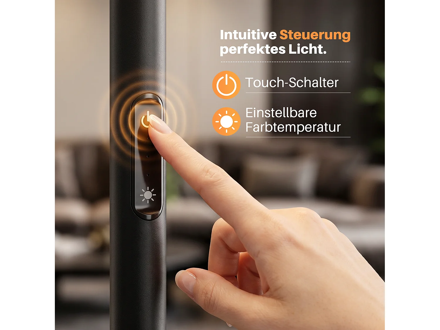 NETTLIFE Lampa podłogowa LED 30W Czarna 174cm z pilotem, regulowana 3000K-6500K, 2331lm, idealna do salonu, sypialni, kącika do czytania.