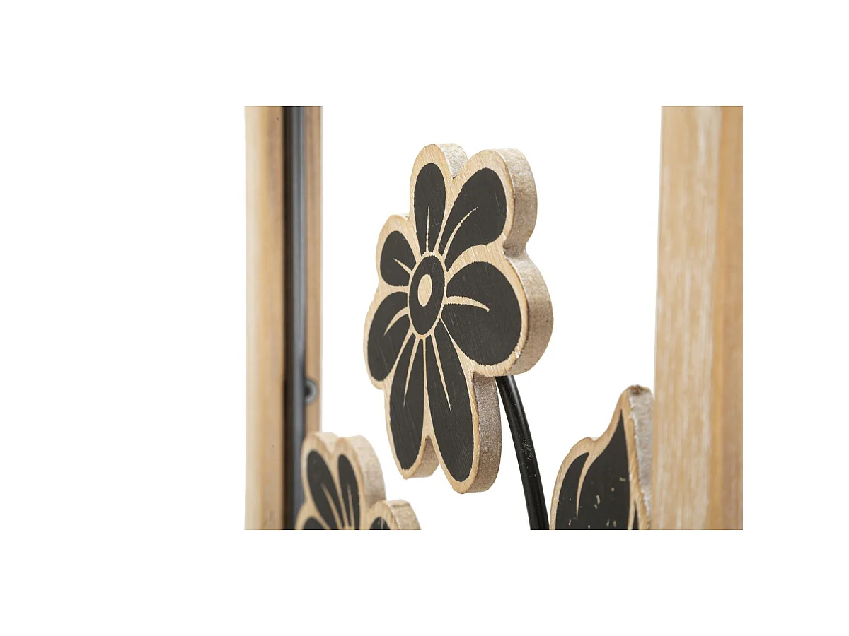 Panneau mural Girish A en fer et bois avec fleurs noires