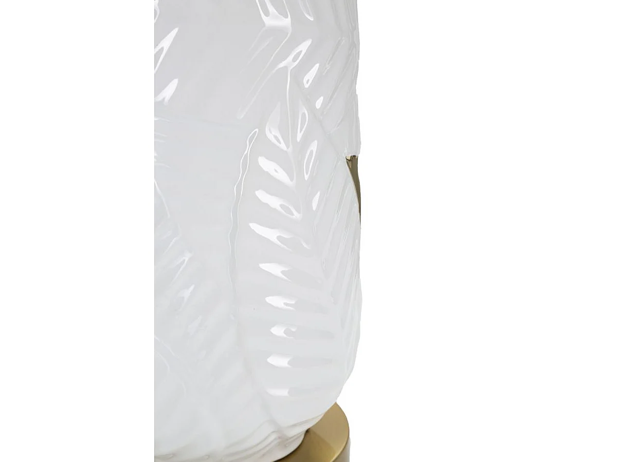 Lampe de table Ceramic en céramique blanche et métal doré avec abat-jour en tissu