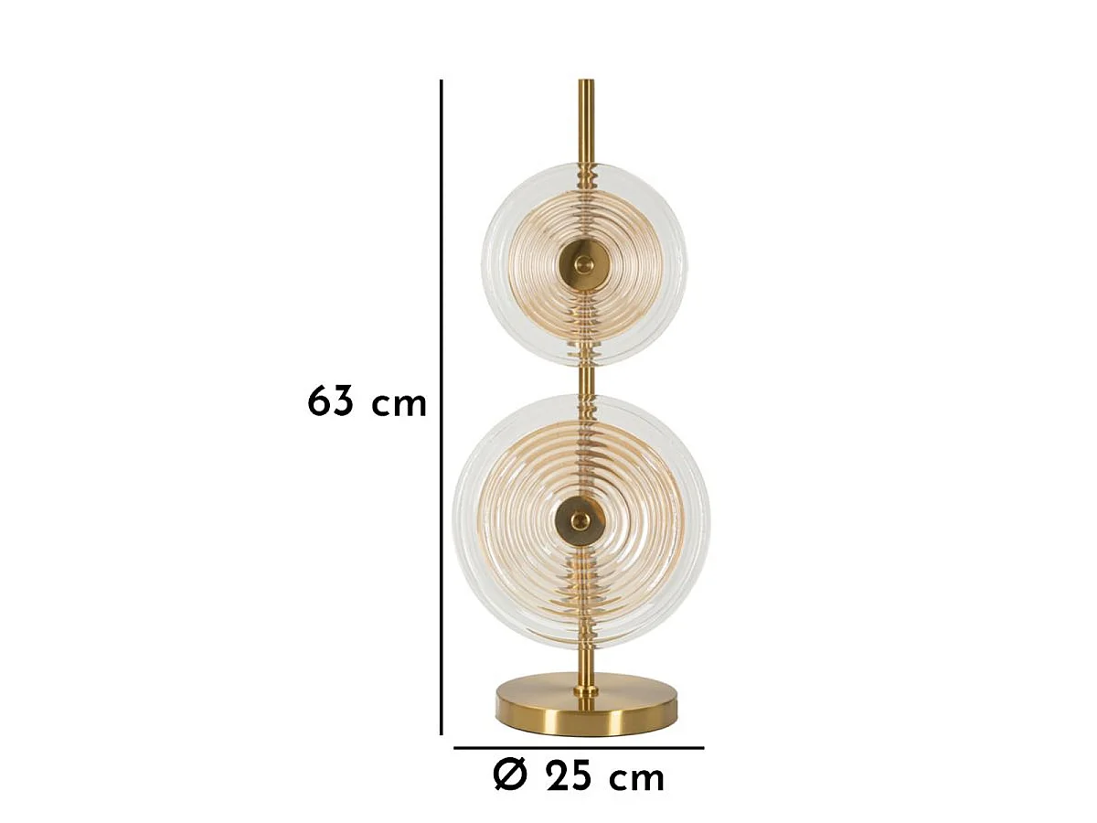 Tafellamp Venice van amberkleurig glas en messing CM Ø25x63