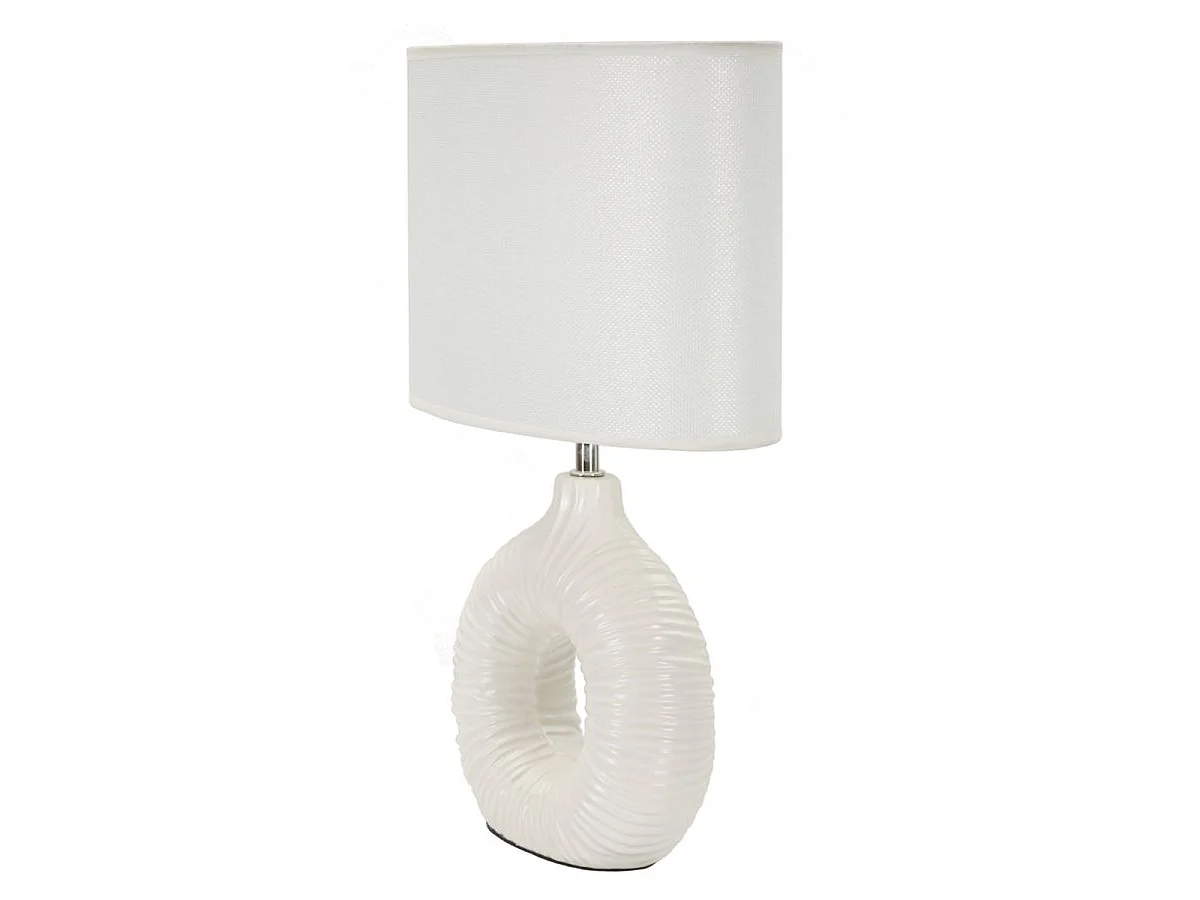 Lampe de table Seta Bianca en céramique avec abat-jour en tissu — 28,5×15×43 cm
