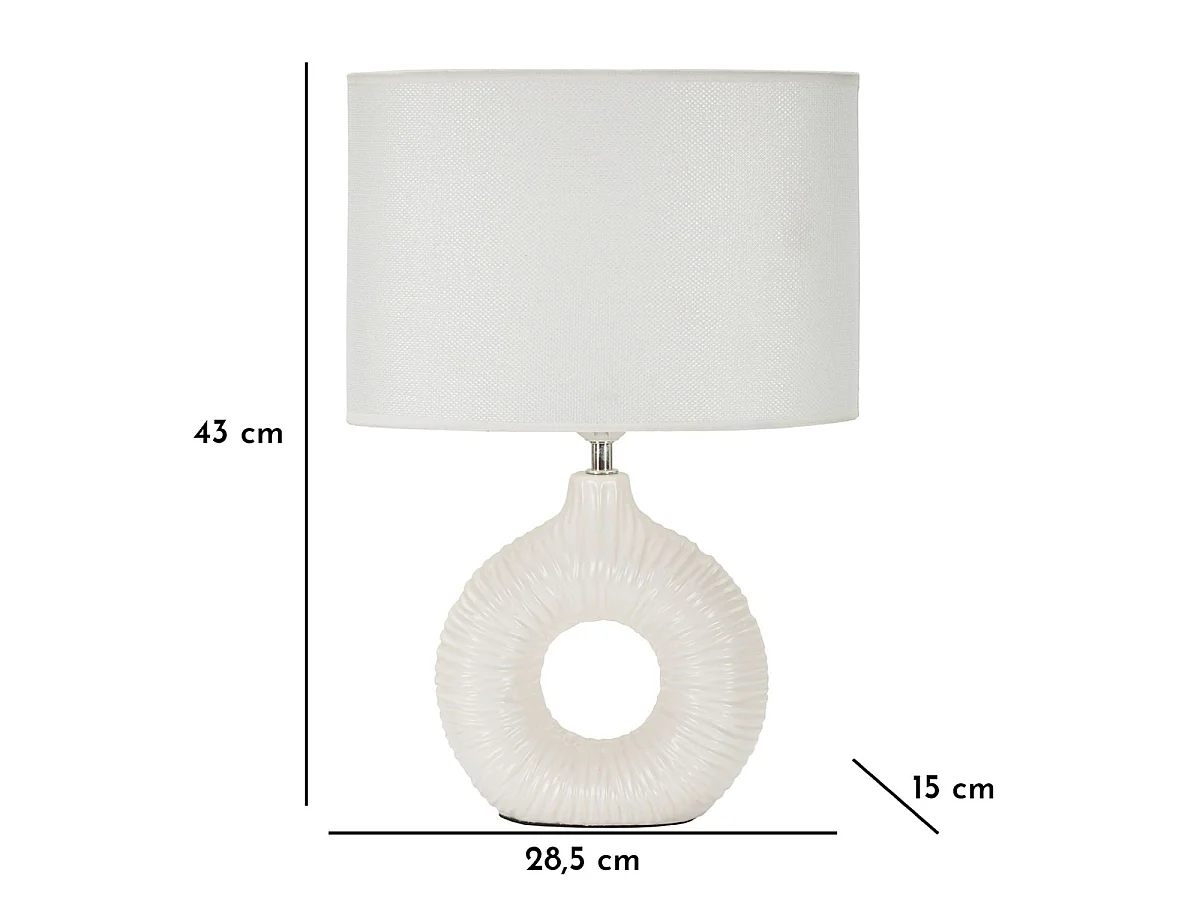 Lampe de table Seta Bianca en céramique avec abat-jour en tissu — 28,5×15×43 cm