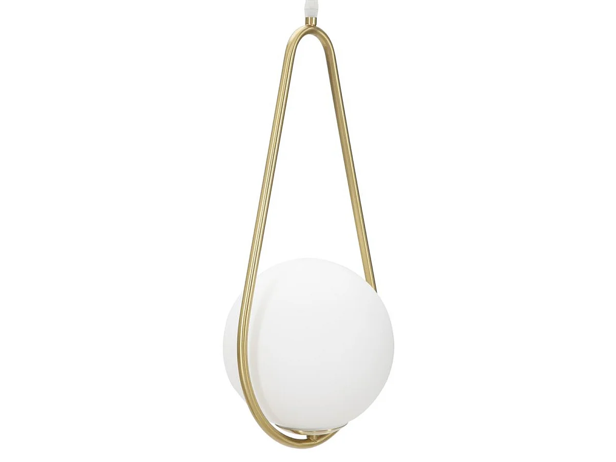 Glamy Drop Hanglamp van goudkleurig ijzer met witte glazen bol