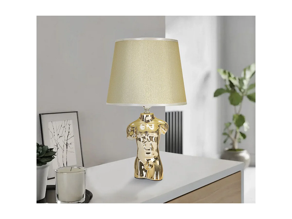 Glam Man nachtlamp van verguld keramiek met mannelijke torsvoet