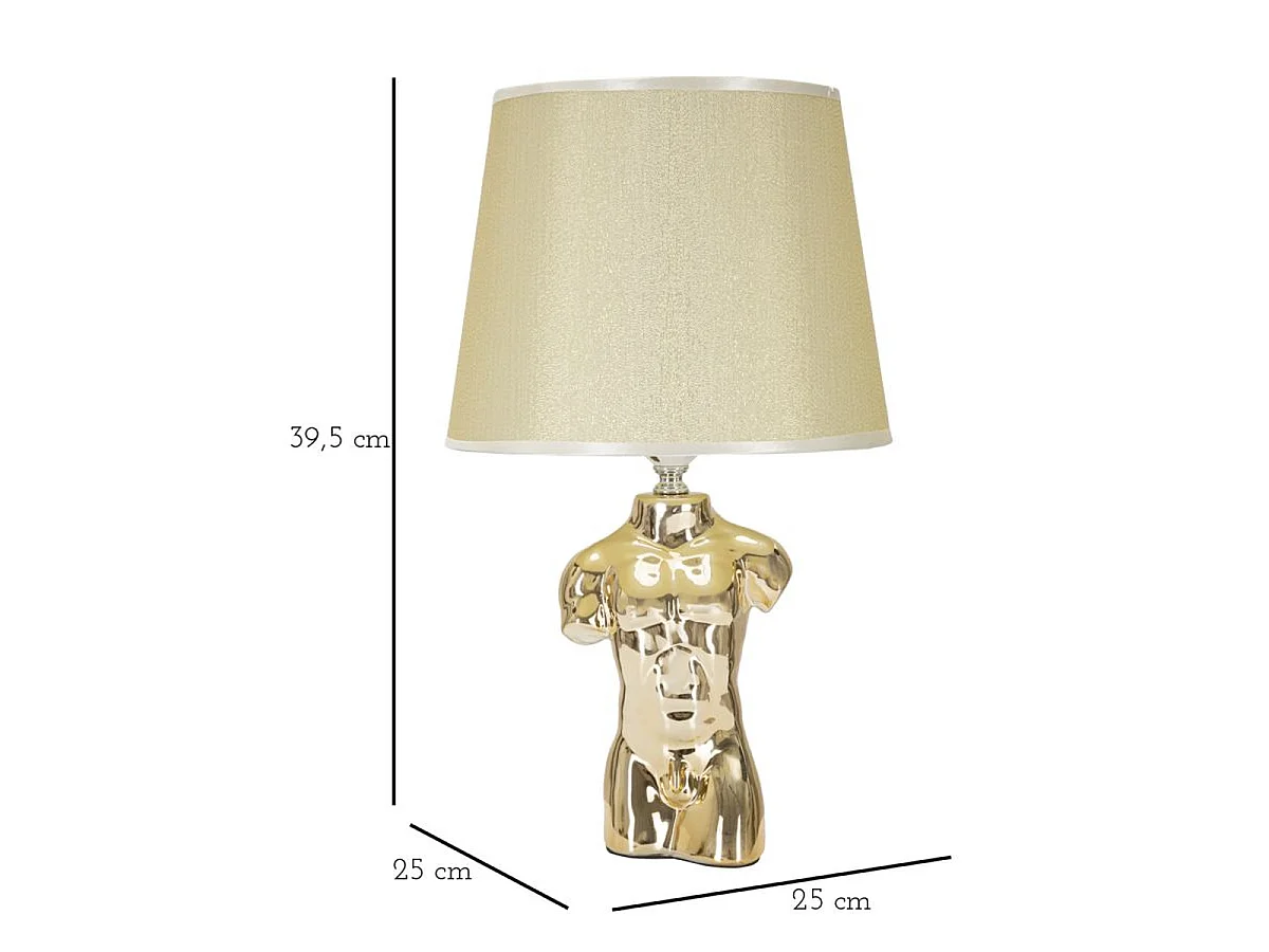 Glam Man nachtlamp van verguld keramiek met mannelijke torsvoet