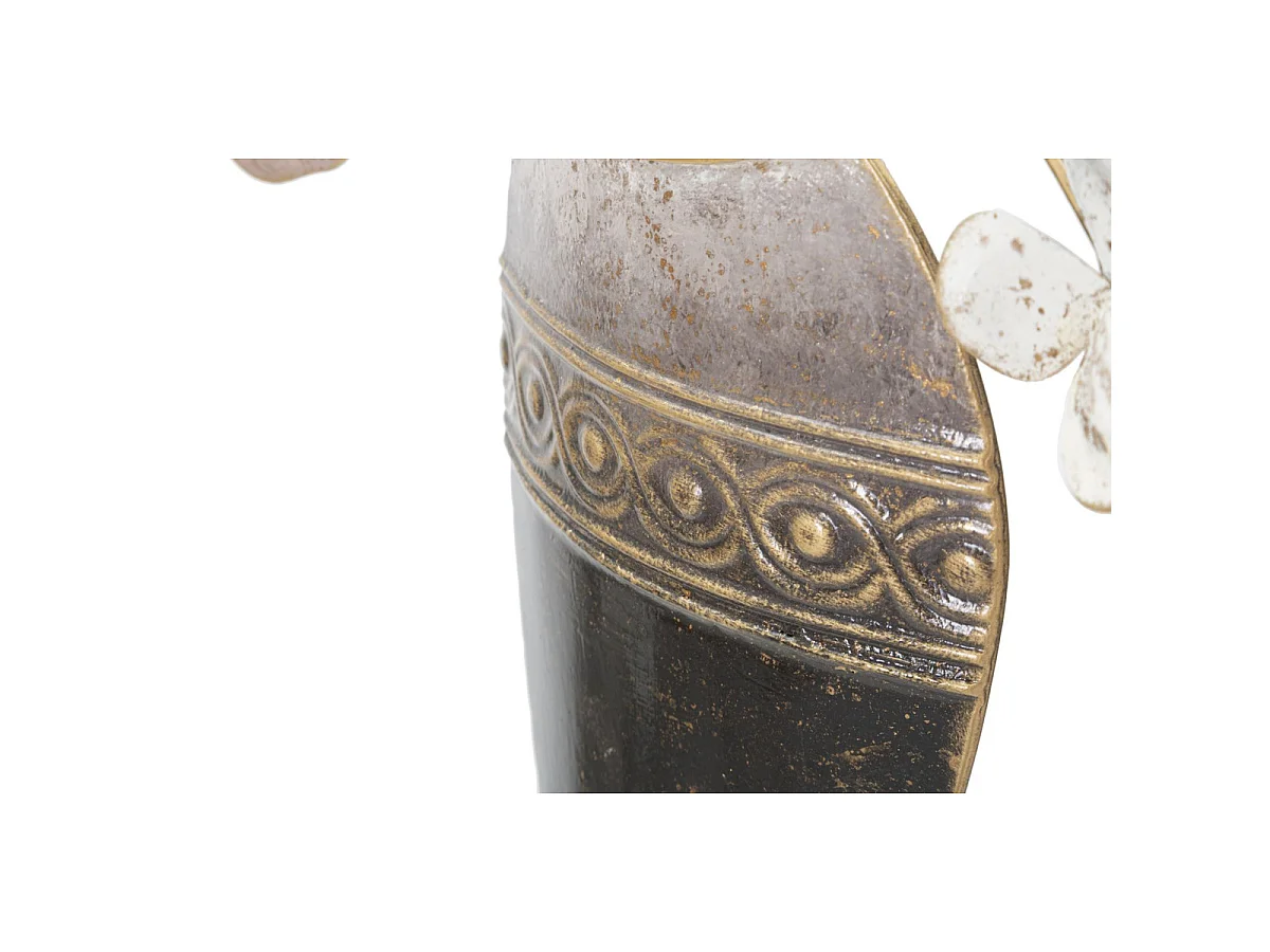 Dekoracyjny panel ścienny Vase New z wazą i kwiatami z różowego i białego żelaza 87x46 cm