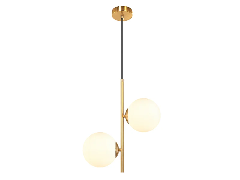 NETTLIFE Pendelleuchte Gold 2-flammig Opalkugel G9 150cm für Esszimmer/Küche.